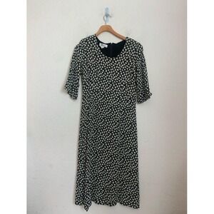 Vintage DODO Floral Midi Dress Black‎ White Cottagecore Women's Size 11